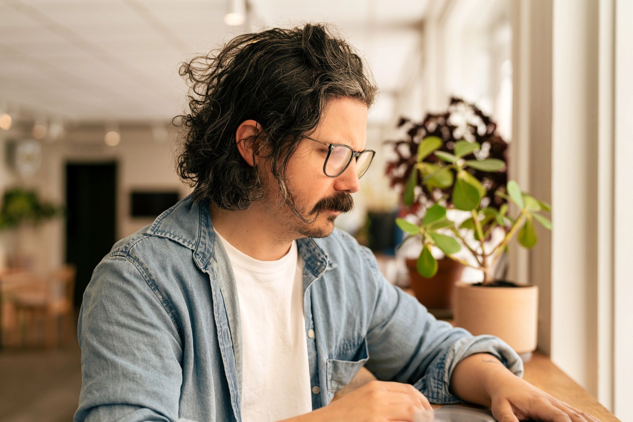 Journalist working on a story at a desk